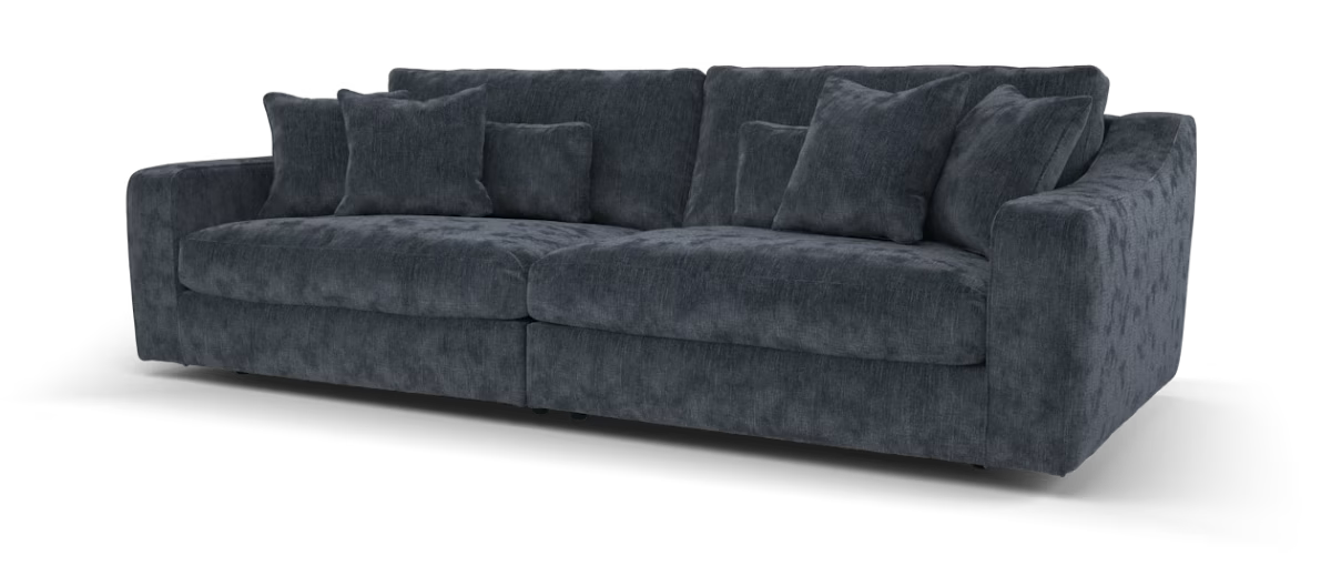 Sofology Bellagio Fabric 4 Seater Split Reversible Feather Flex Interior in Chunky Luxe Chenille Ink