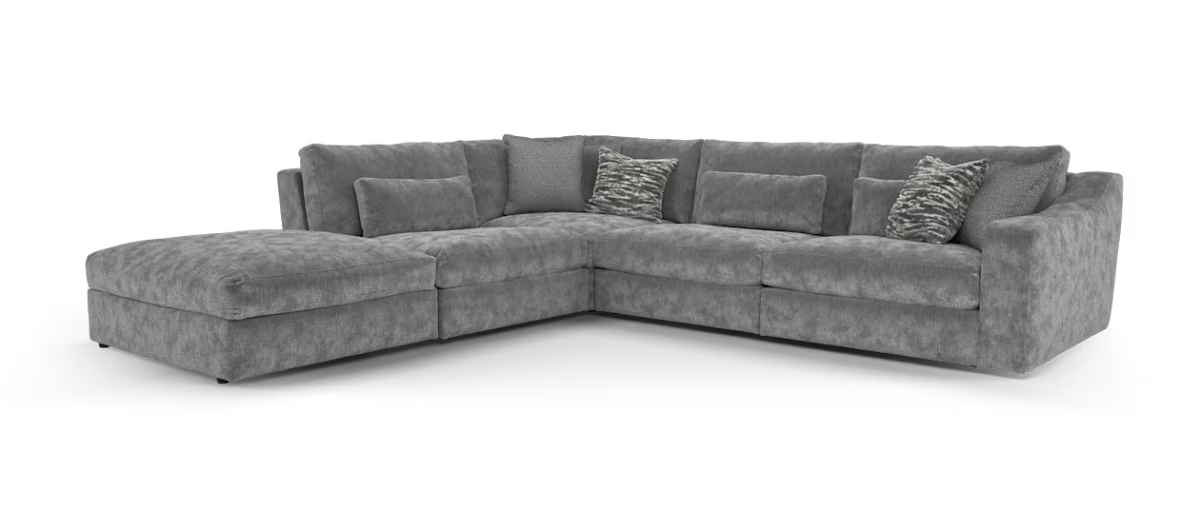 Sofology Bellagio Fabric Chaise 1 Corner 3 Reversible Extra Flex Interior Chunky Luxe Chenille Charcoal Mix