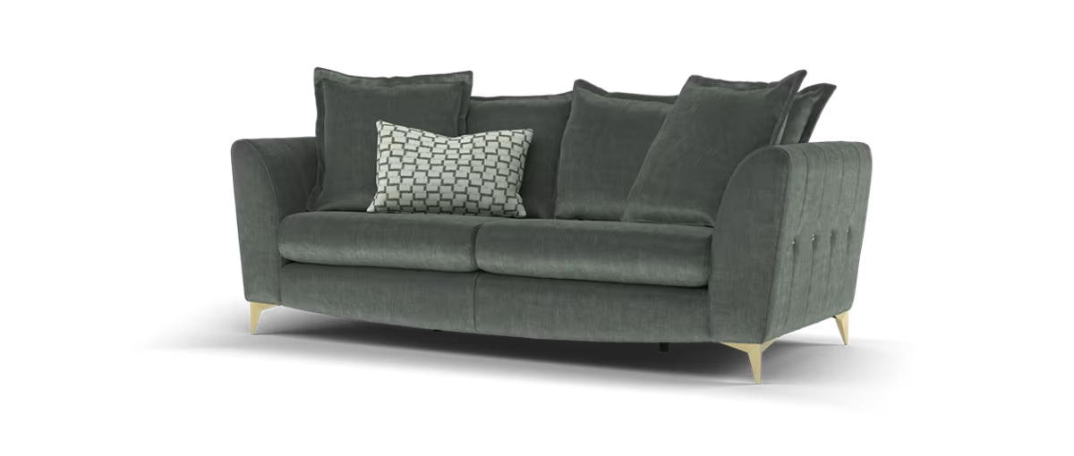 Sofology Luella Fabric 3 Seater Gold Buttons in Luxe Chenille Alpine Mix