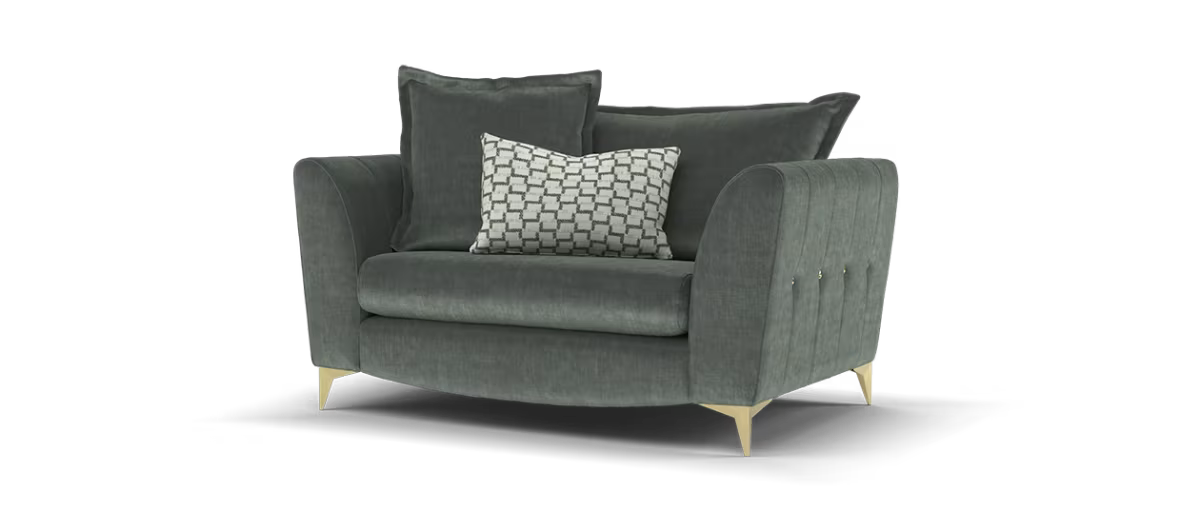 Sofology Luella Fabric Loveseat in Luxe Chenille Alpine Green Mix