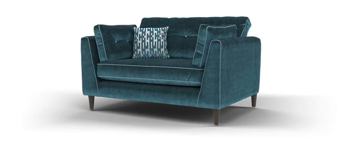 Sofology Cricket Fabric Loveseat In Teal Velvet Mix