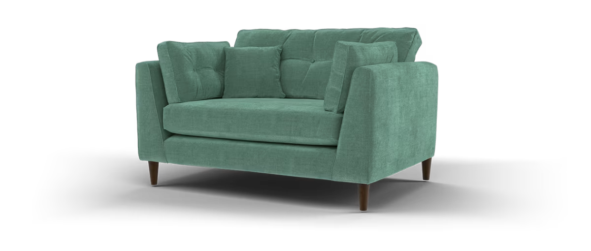 Sofology Cricket Fabric Loveseat in Smooth Textured Chenille Evergreen