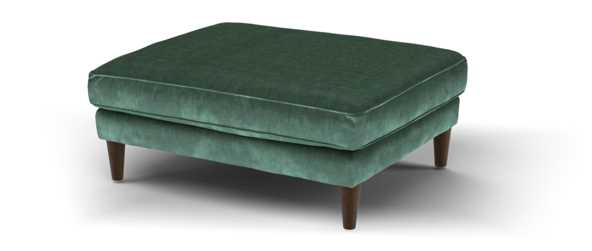 Sofology Cricket Fabric Combi Footstool in Luxe Chenille Forest Green