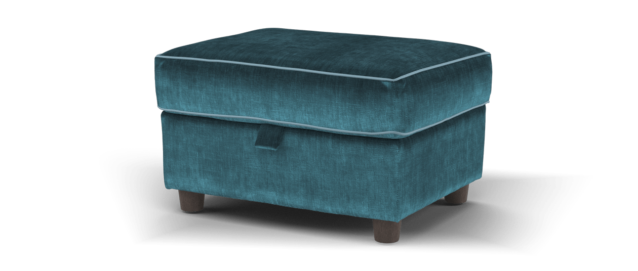 Sofology Cricket Storage Footstool In Luxe Chenille Teal Mix