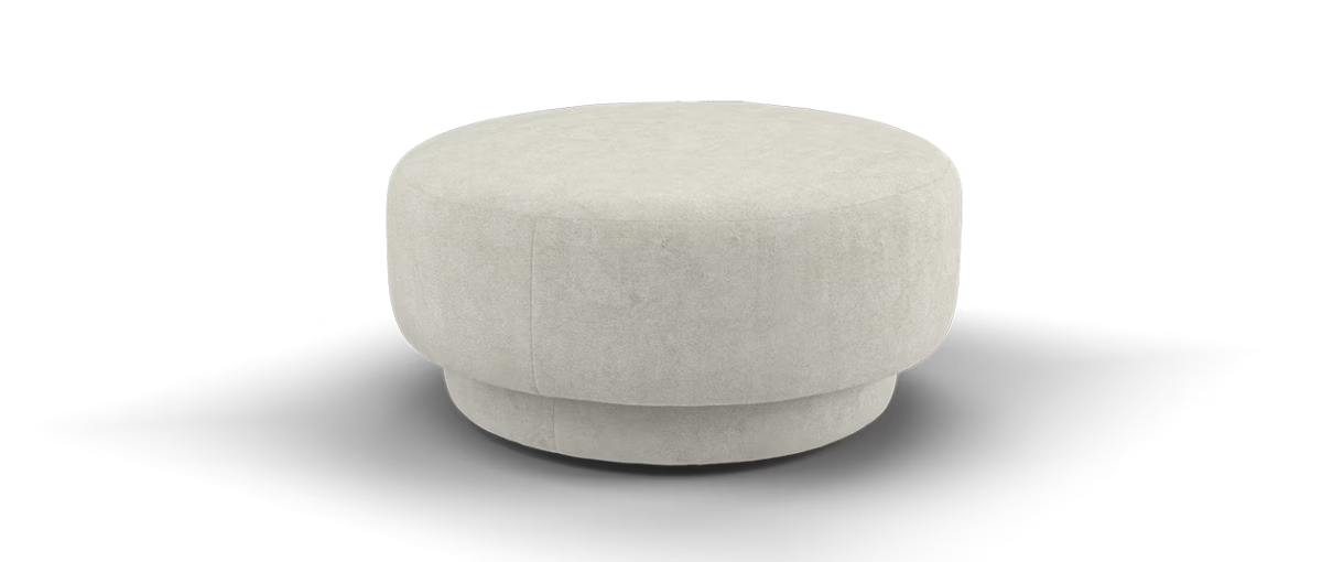 Sofology Luella Fabric Small Designer Footstool in Soft Sherpa Natural