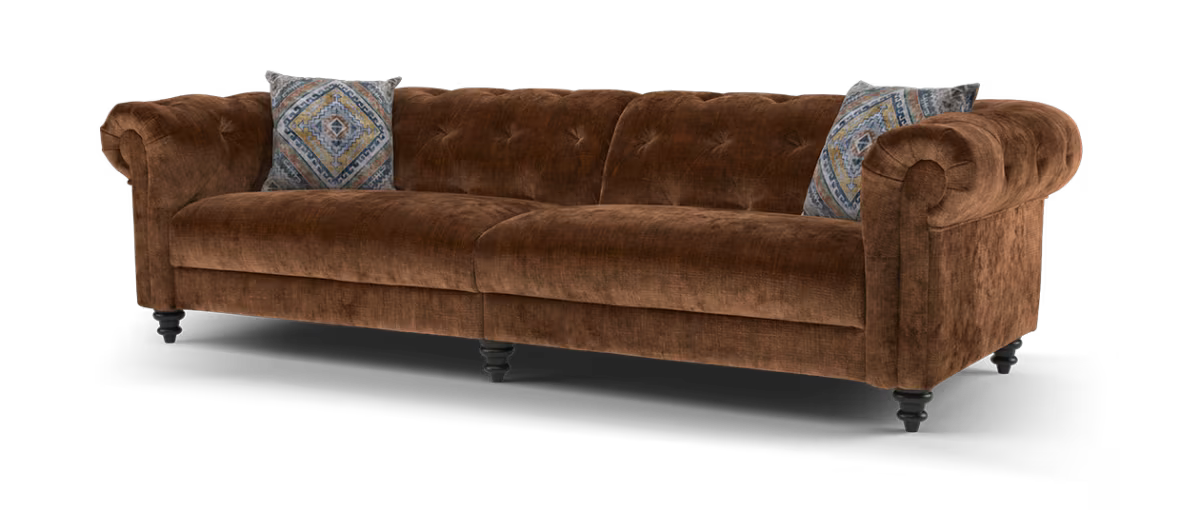 Sofology Kensington Fabric 4 Seater Split in Luxury Chenille Rust Mix