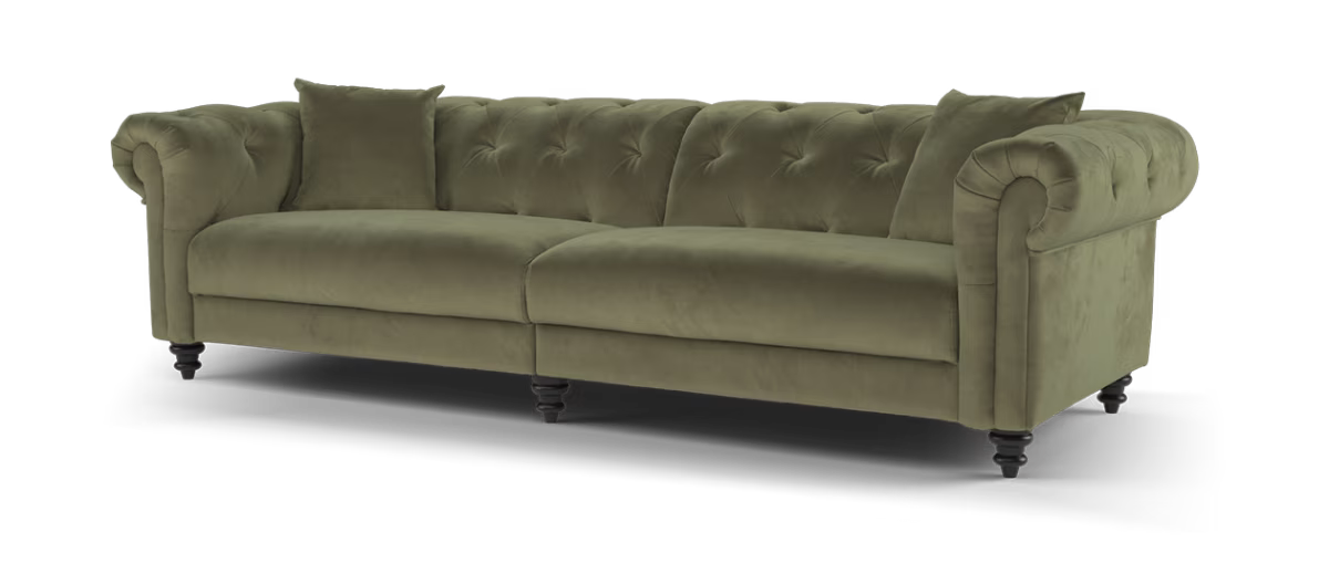 Sofology Kensington Fabric 4 Seater Split in Matt Velvet Moss