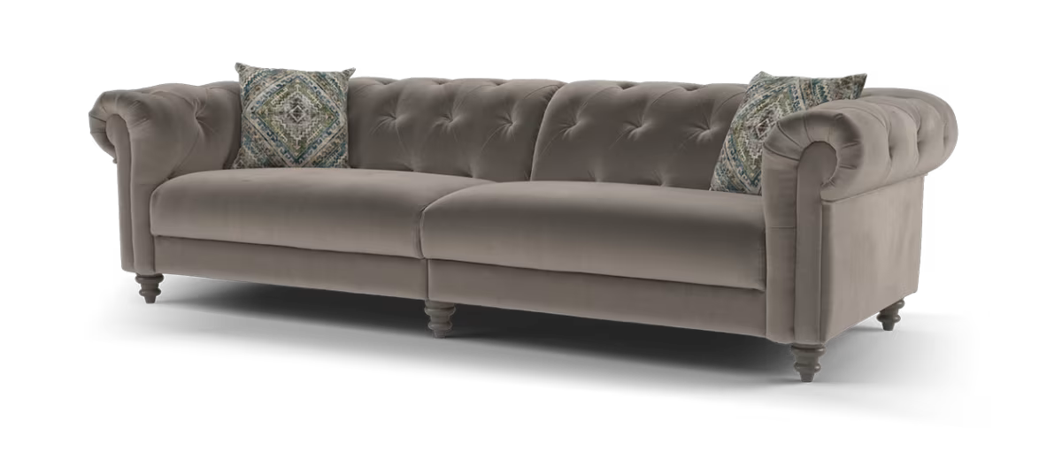 Sofology Kensington Fabric 4 Seater Split in Matt Velvet Mole Mix