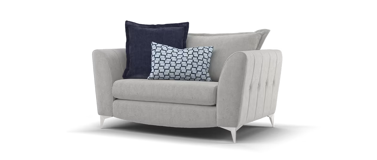 Sofology Luella Fabric Love Seat in  Soft Sherpa Silver Mix