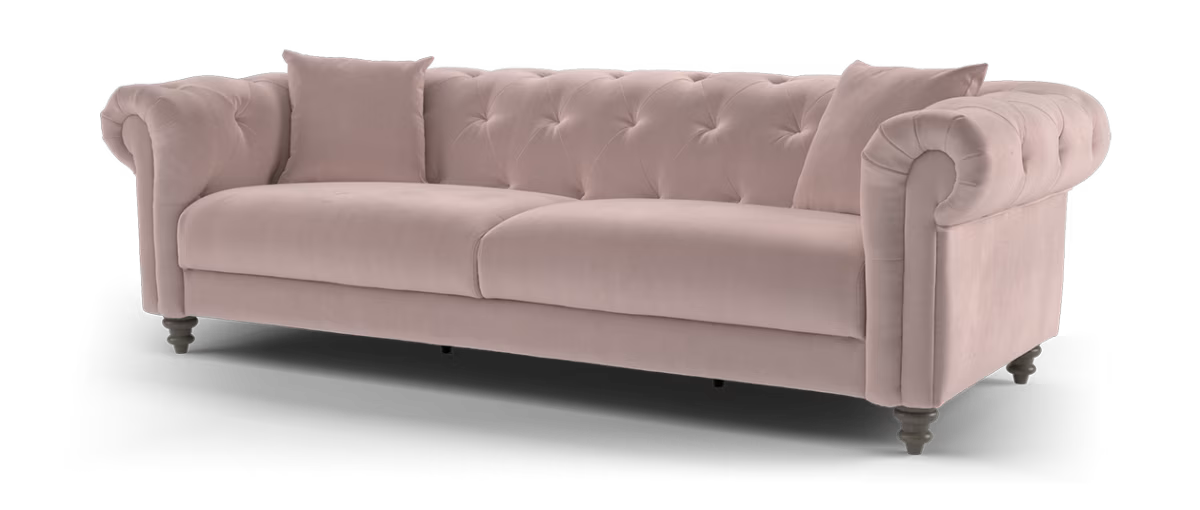 Sofology Kensington Fabric 4 Seater in Matt Velvet Blush