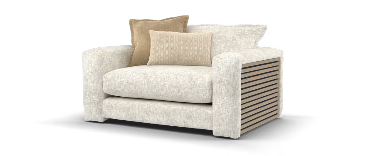Sofology Cove Fabric Loveseat Light Wood Panel in Artisan Chenille Ecru Mix
