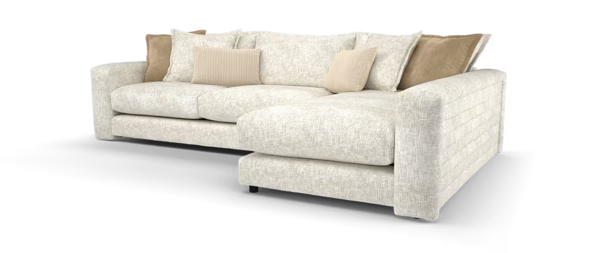 Sofology Cove Fabric Grande Chaise in Artisan Chenille Ecru Mix