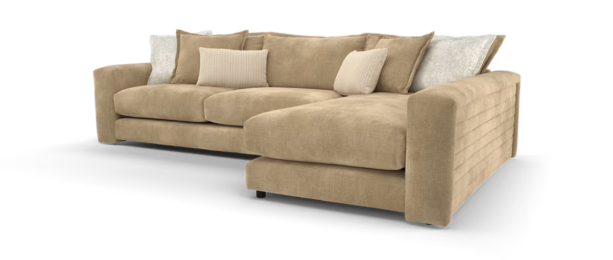 Sofology Cove Fabric Grande Chaise in Soft Chenille Caramel Mix
