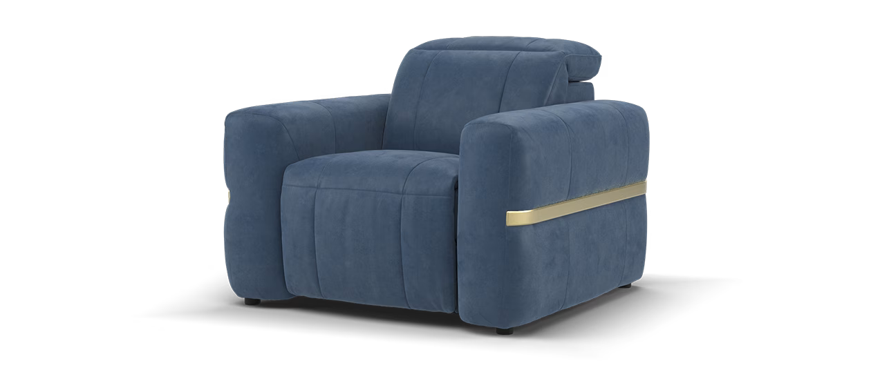 Sofology Lumiere Chair in Lifestyle Flecked Fabric Navy with Gold Trim