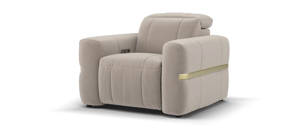 Sofology Lumiere Fabric Chair Power Recliner/Headrest in Lifestyle Flecked Nutmeg