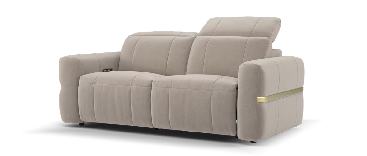 Sofology Lumiere Fabric 2.5 Seater Power Recliner/Headrest in Lifestyle Flecked Nutmeg