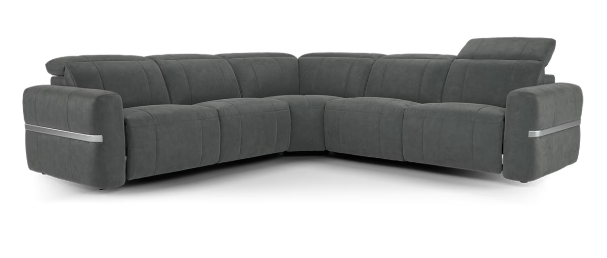 Sofology Lumiere Fabric 3 Corner 3 Power Recliner/Headrest Heated Seats in Lifestyle Flecked Charcoal