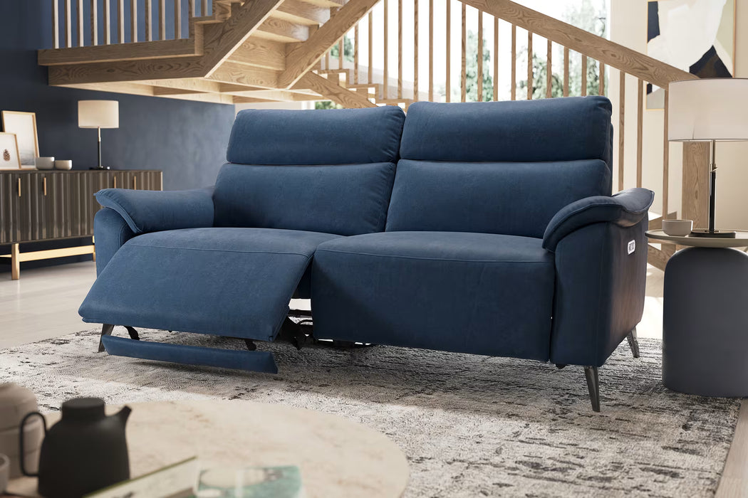 Sofology Arlo Fabric 2 Seater Power Recliner in Lifestyle Flecked Navy