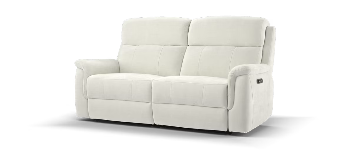 Sofology Bradie Fabric 2.5 Seater Power Recliner/Headrest in Relaxed Chenille Cotton