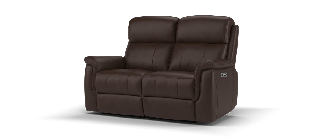 Sofology Bradie Leather 2 Seater Power Recliner/Headrest in Trusty Embossed Chestnut