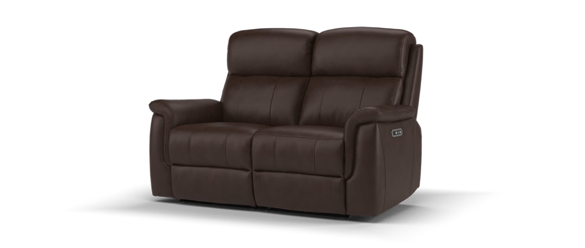 Sofology Bradie Leather 2 Seater Power Recliner/Headrest in Trusty Embossed Chestnut