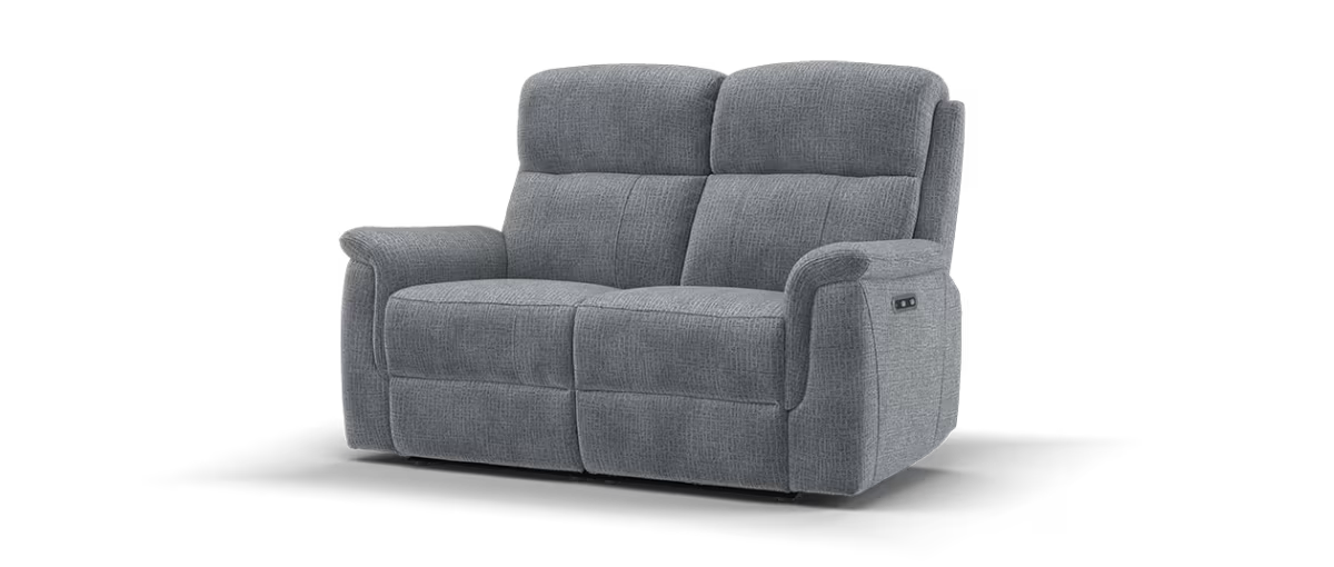 Sofology Bradie Fabric 2 Seater Power Recliner in Woven Chenille Grey