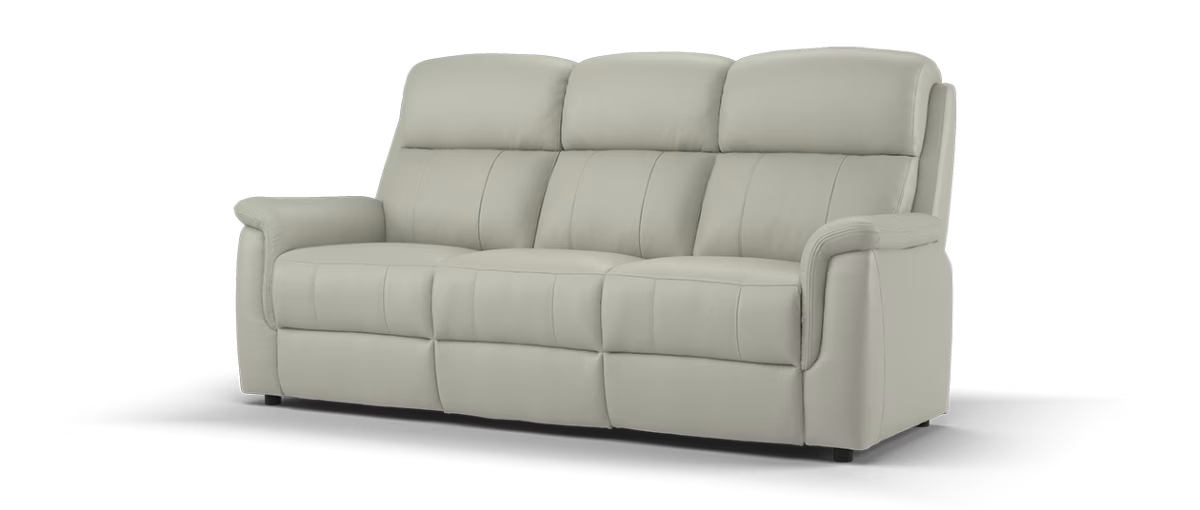 Sofology Bradie Leather 3 Seater in Trusty Embossed Light Grey