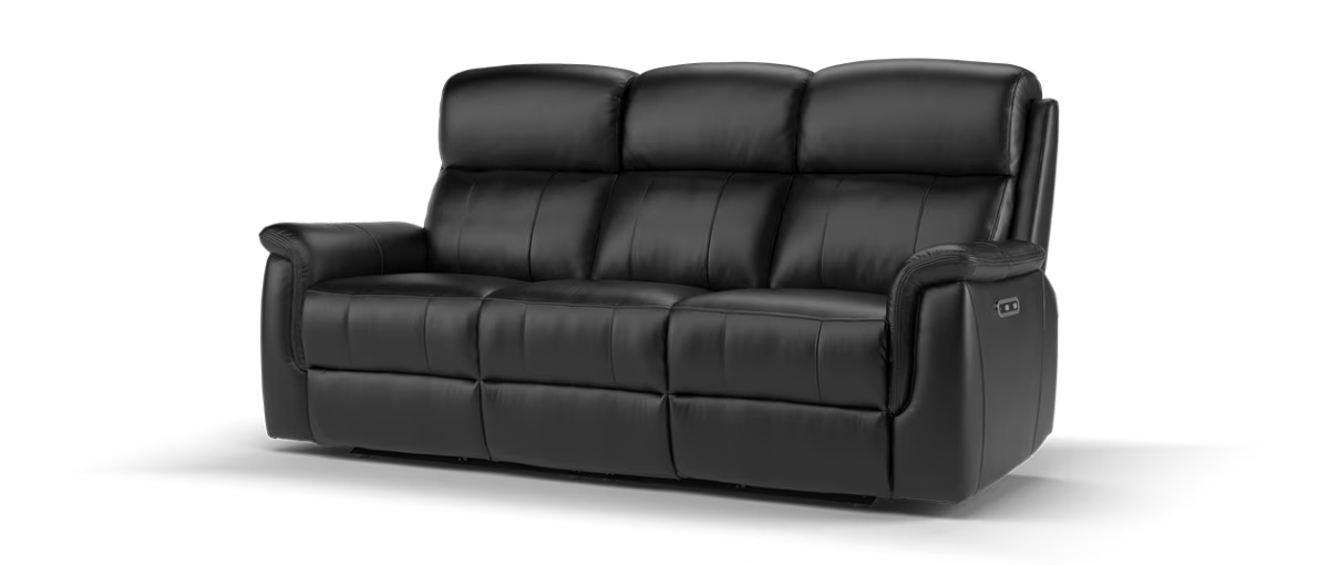 Sofology The Bradie Leather 3 Seater Power Recliner in Trusty Embossed Jet Black