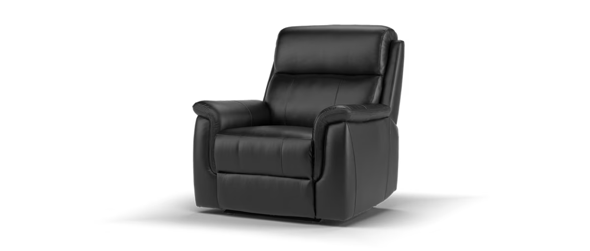 Sofology Bradie Leather Chair Power Recliner/Headrest in Trusty Embossed Jet Black