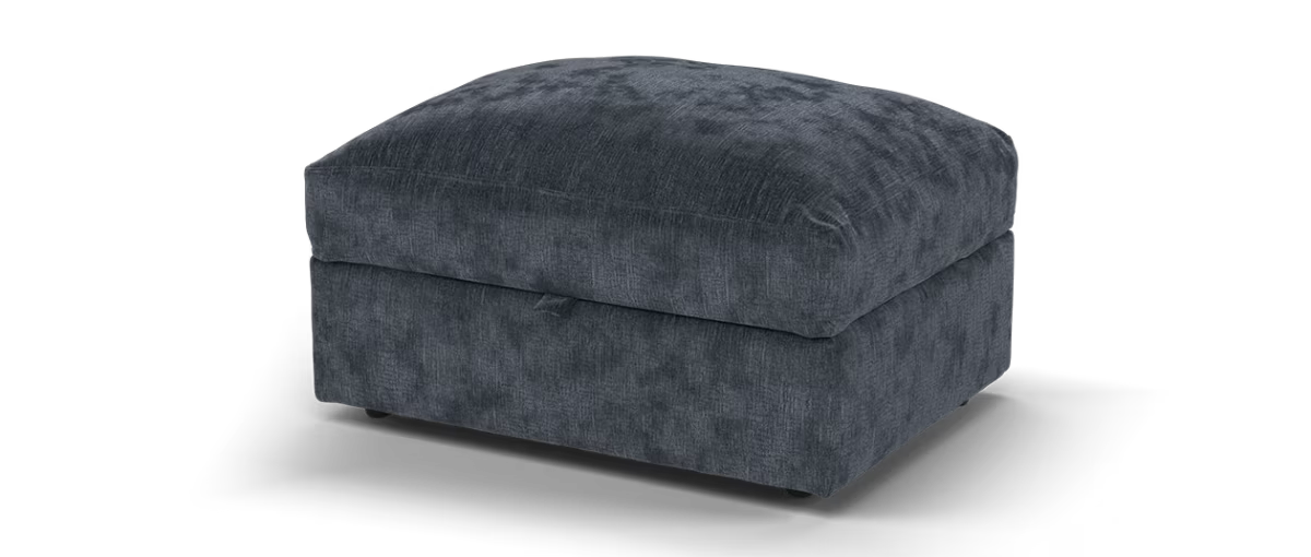 Sofology Bellagio Fabric Storage Footstool Feather Flex Filling in Chunky Luxe Chenille Ink