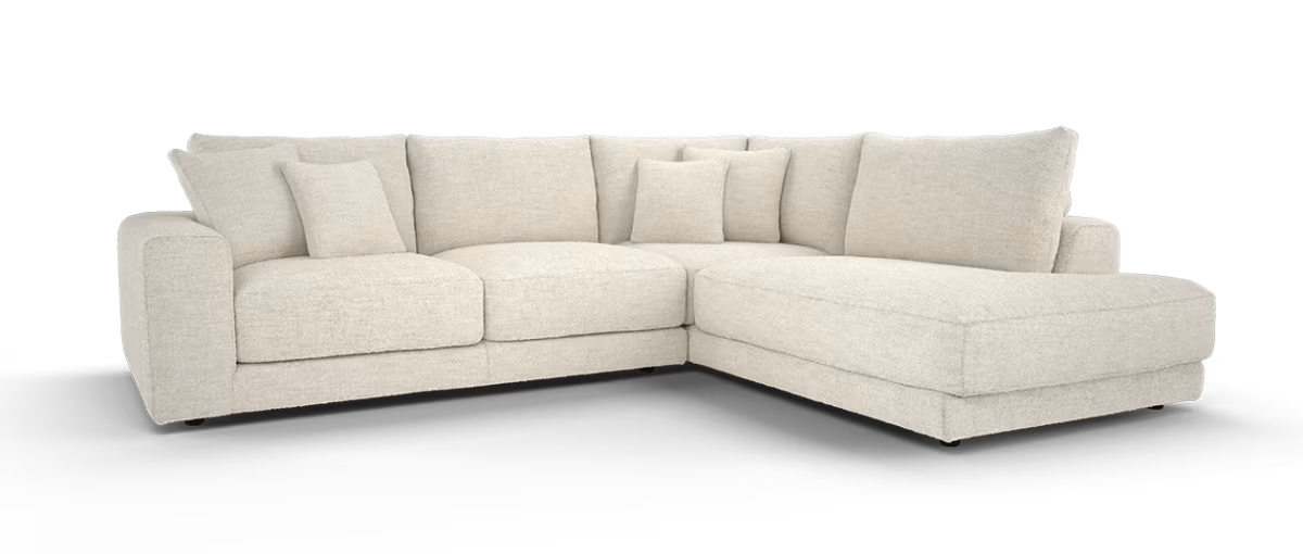 Sofology Amalfi Fabric 2 Corner 1 Chaise in Micro Flecked Boucle Natural