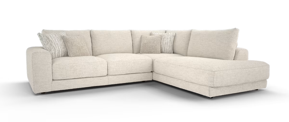 Sofology Amalfi Fabric 2 Corner 1 Chaise in Micro Flecked Boucle Natural Mix