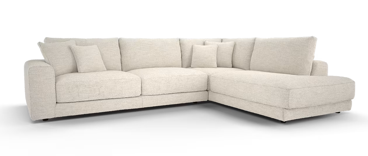 Sofology Amalfi 3 Corner 1 Chaise in Micro Flecked Boucle Natural All Over