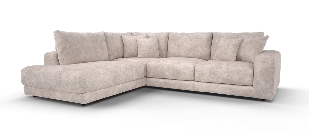 Sofology Amalfi Fabric Chaise 1 Corner 2 in Vintage Chenille Pebble