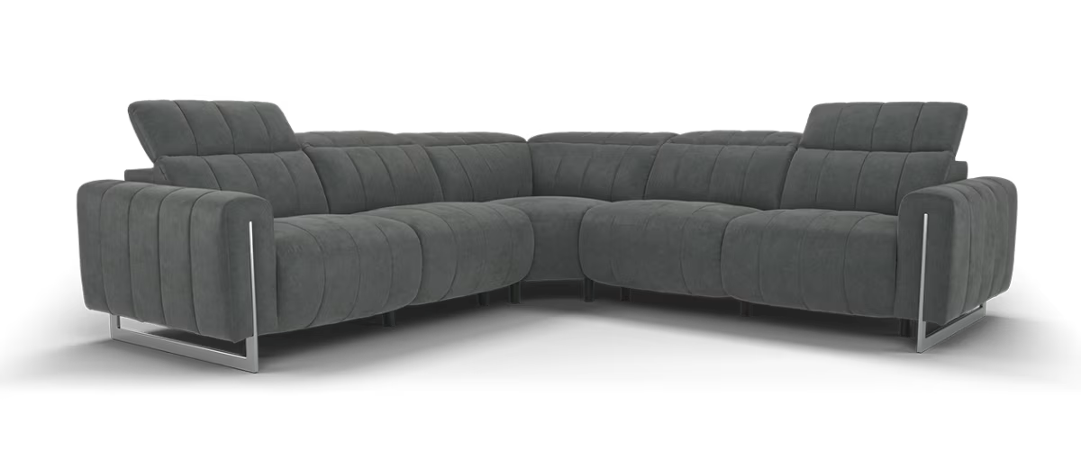 Sofology Paramount Fabric 3 Corner 3 Power Recliner/Headrest in Lifestyle Flecked Charcoal