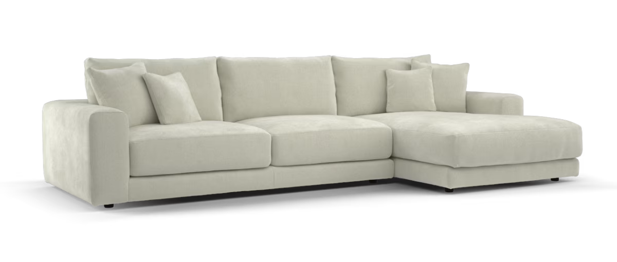 Sofology Amalfi Fabric 4 Seater Chaise in Vintage Chenille Natural