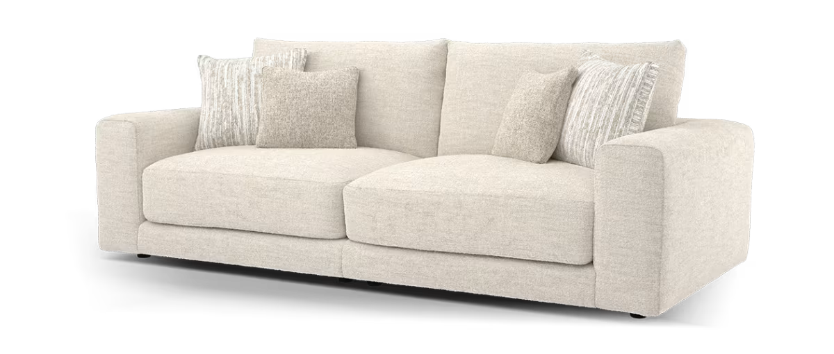 Sofology Amalfi Fabric 4 Seater Split in Micro Flecked Boucle Natural Mix