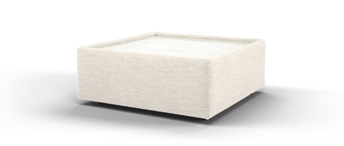 Sofology Amalfi Fabric Square Glass Top Table in Micro Flecked Boucle Natural Mix