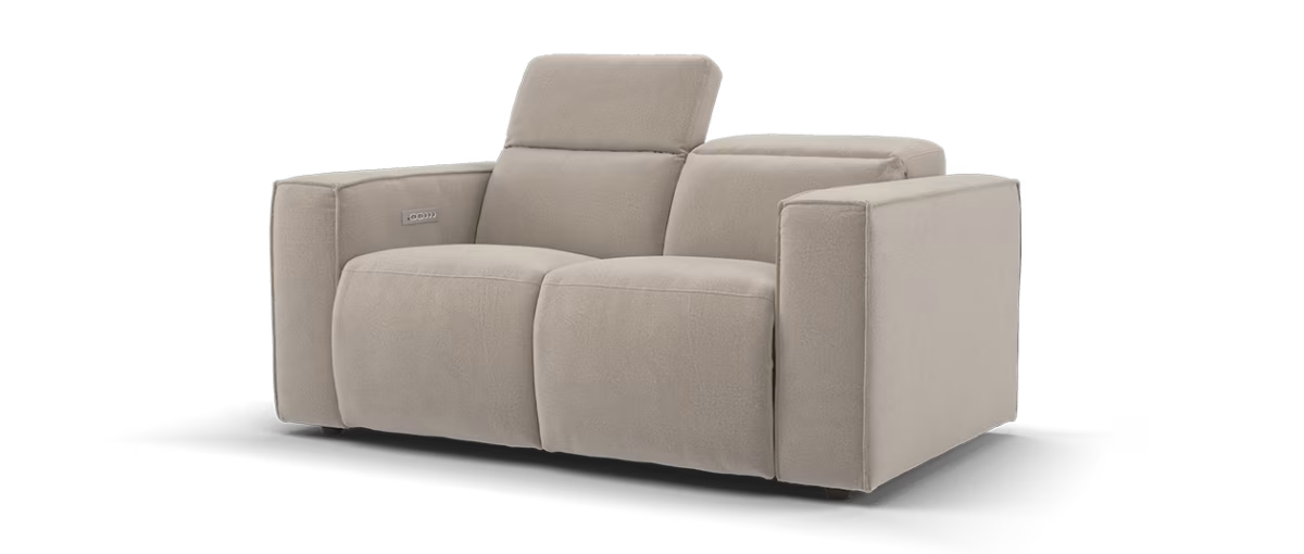 Sofology Horizon Fabric 2 Seater Power Recliner/Headrest in Lifestyle Flecked Nutmeg