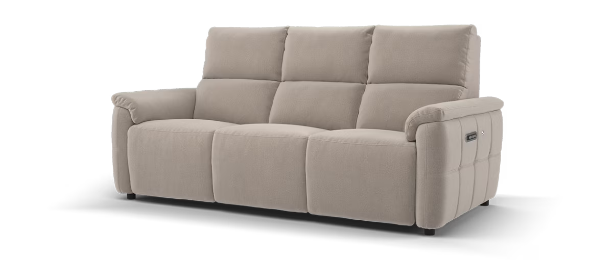 Sofology Ripley Fabric 3 Seater Power Recliner/Headrest Lumbar Support in Lifestyle Flecked Nutmeg