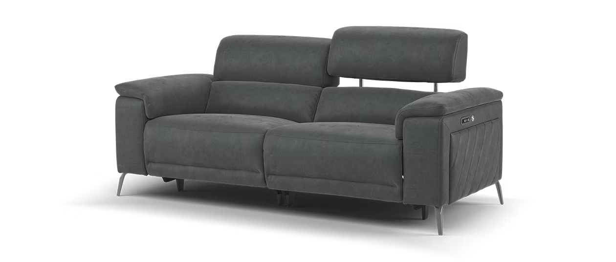 Sofology Fratelli Fabric 2.5 Seater Power Recliner/Headrest in Lifestyle Flecked Charcoal