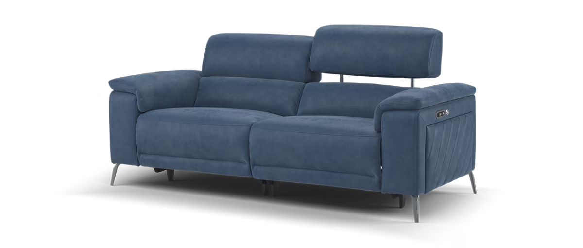 Sofology The Fratelli Fabric 2.5 Seater Power Recliner/Headrest in Lifestyle Nubuck Feel Navy