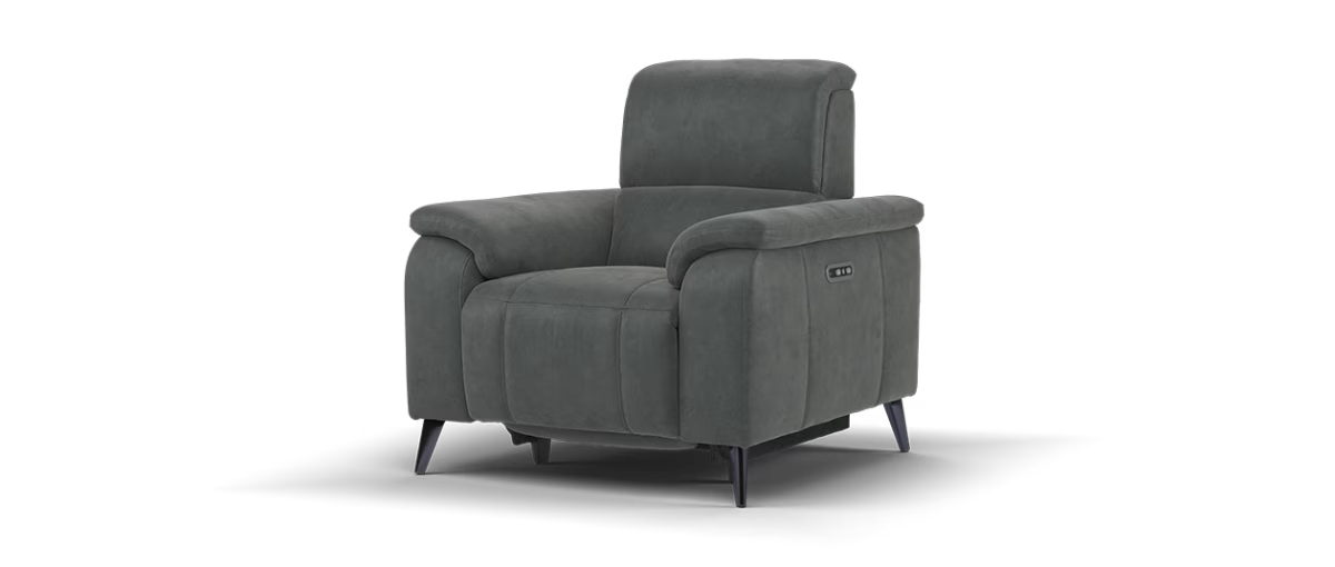 Sofology Bailey Fabric Chair Power Recliner/Headrest in Lifestyle Flecked Charcoal