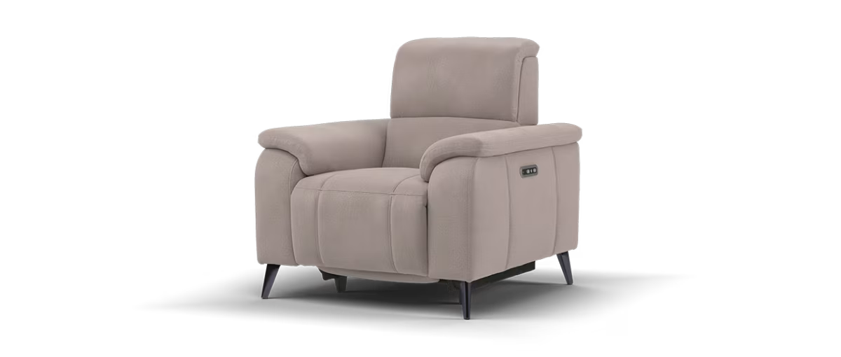 Sofology Bailey Fabric Chair Power Recliner/Headrest in Lifestyle Flecked Nutmeg