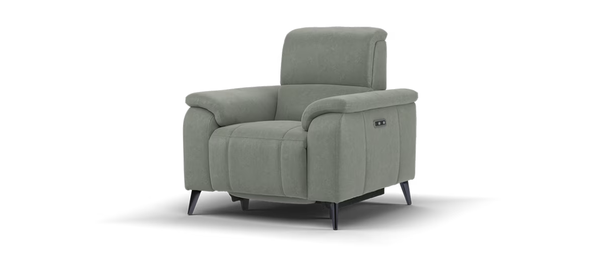 Sofology Bailey Fabric Chair Power Recliner in Lifestyle Flecked Stone