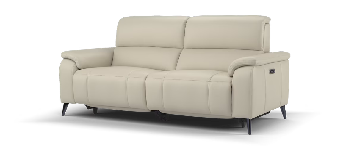 Sofology Bailey Leather 2.5 Seater Power Recliner/Headrest in Trusty Embossed Stone