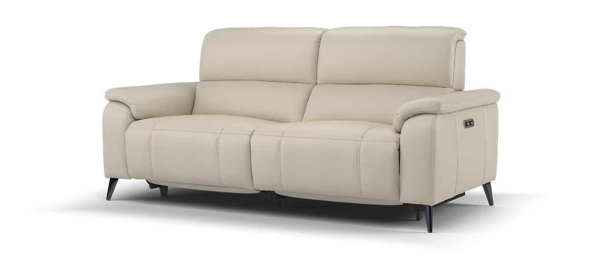 Sofology Bailey Leather 2 Seater Power Recliner/Headrest in Trusty Embossed Stone