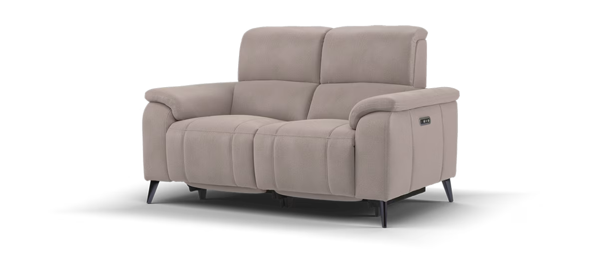 Sofology Bailey Fabric 2 Seater Power Recliner/Headrest in Lifestyle Flecked Nutmeg