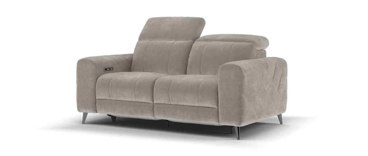 Sofology Allure Fabric 2 Seater Power Recliner/Headrest in Relaxed Chenille Nutmeg