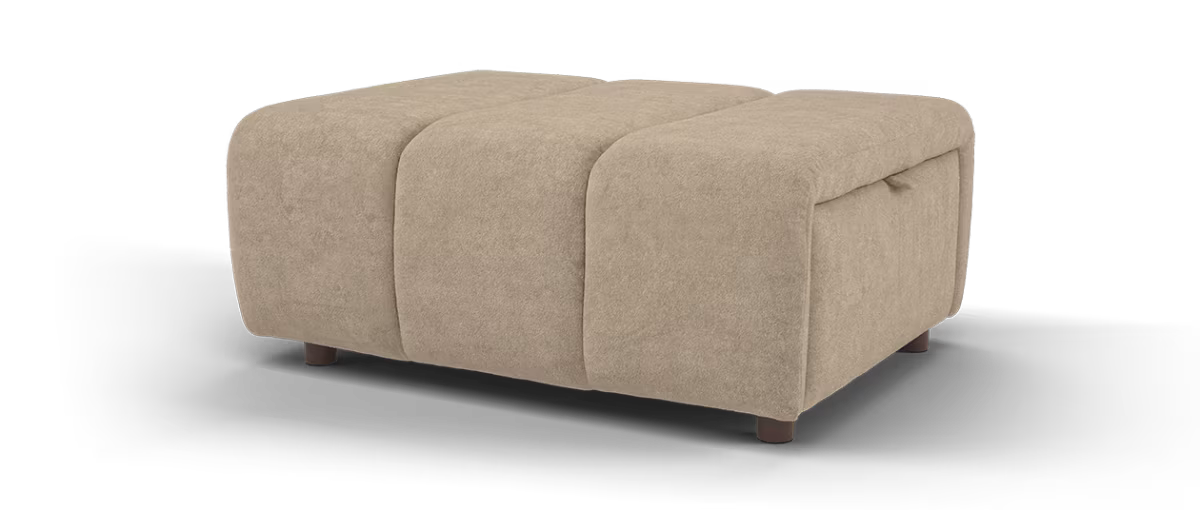 Sofology Waldorf Fabric Storage Footstool in Soft Sherpa Latte